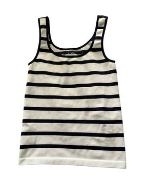 LC Couture Striped Scoop Neck Tank Top in White and Navy, Sz S/M